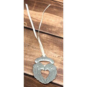 Lindsay Claire Designs LCD Pewter BELIEVE ANGEL WINGS Christmas Tree Ornament